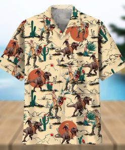 Dinosaur Desert Hawaiian Shirt, Cowboys and Dinosaur Hawaiian, Dinosaur Hawaiian, Jurassic Park Shirt, Tropical Dinosaur, Cowboy Hawaii