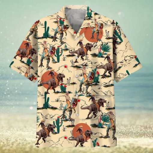 Dinosaur Desert Hawaiian Shirt, Cowboys and Dinosaur Hawaiian, Dinosaur Hawaiian, Jurassic Park Shirt, Tropical Dinosaur, Cowboy Hawaii