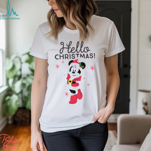 Disney Santa Minnie Mouse Hello Christmas Holiday   Short Sleeve T Shirt for Kids  Customized Soft Pink