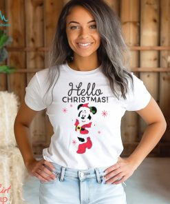 Disney Santa Minnie Mouse Hello Christmas Holiday Short Sleeve T Shirt for Kids Customized Soft Pink