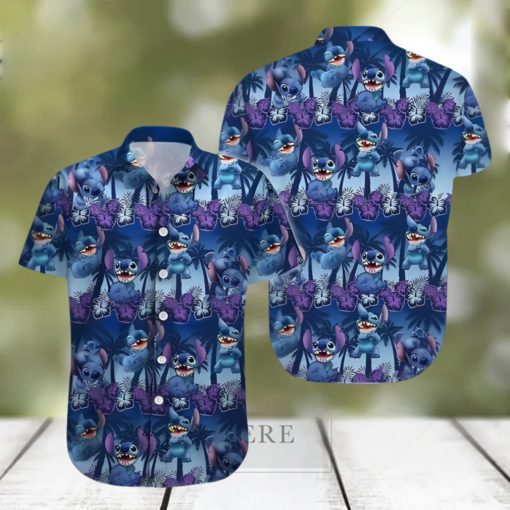 Disney Stitch Hawaiian Shirt Palm Trees Pattern