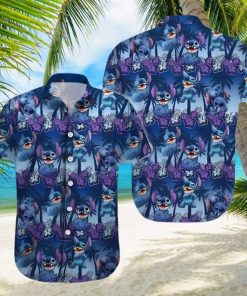 Disney Stitch Hawaiian Shirt Palm Trees Pattern