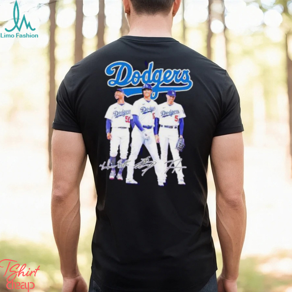 Dodgers Mookie Betts Shohei Ohtani Freddie Freeman Signatures T Shirt Dodgers Mookie Betts Shohei Ohtani Freddie Freeman Signatures T Shirt