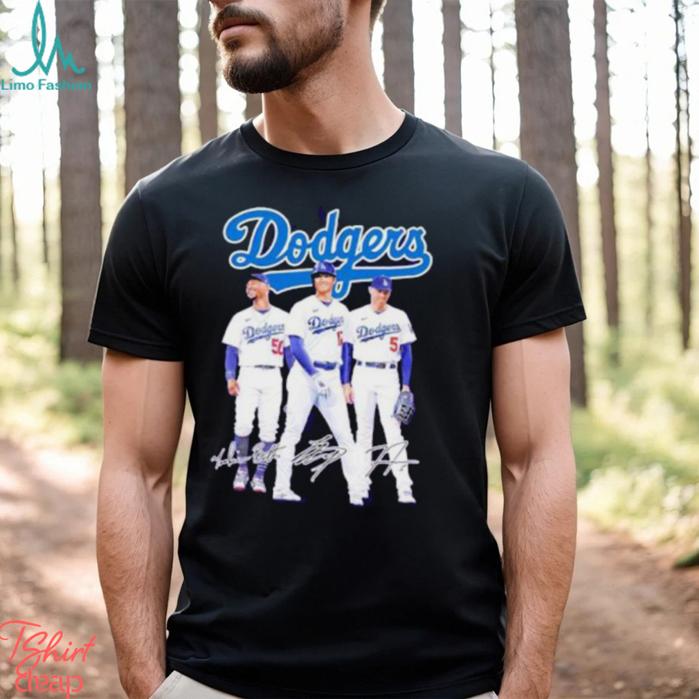 Dodgers Mookie Betts Shohei Ohtani Freddie Freeman Signatures T Shirt Dodgers Mookie Betts Shohei Ohtani Freddie Freeman Signatures T Shirt