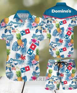 Domino’s Pineapple Kitchen Tropical Flower Aloha Hawaiian Shirt & Short For Men And Women