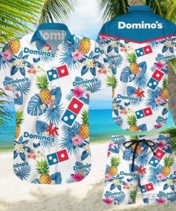 Domino’s Pineapple Kitchen Tropical Flower Aloha Hawaiian Shirt & Short For Men And Women