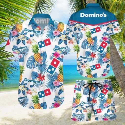 Domino’s Pineapple Kitchen Tropical Flower Aloha Hawaiian Shirt & Short For Men And Women