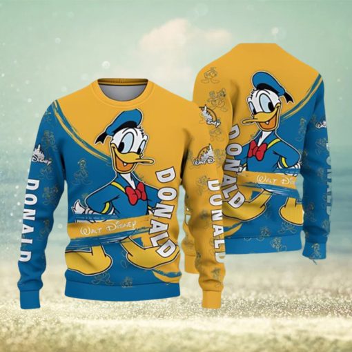 Donald Duck Blue Yellow Disney Carrtoon Lover Ugly Christmas Sweater 3D Printed Men And Women Holiday Gift