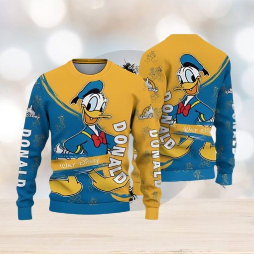 Donald Duck Blue Yellow Disney Carrtoon Lover Ugly Christmas Sweater 3D Printed Men And Women Holiday Gift