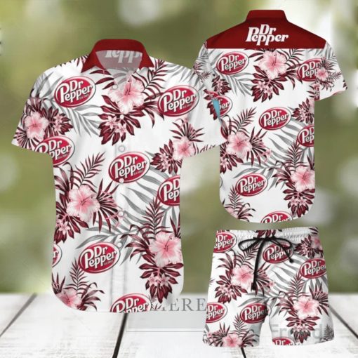 Dr Pepper Tropical Flower Aloha Hawaiian Shirt & Short For Men And Women