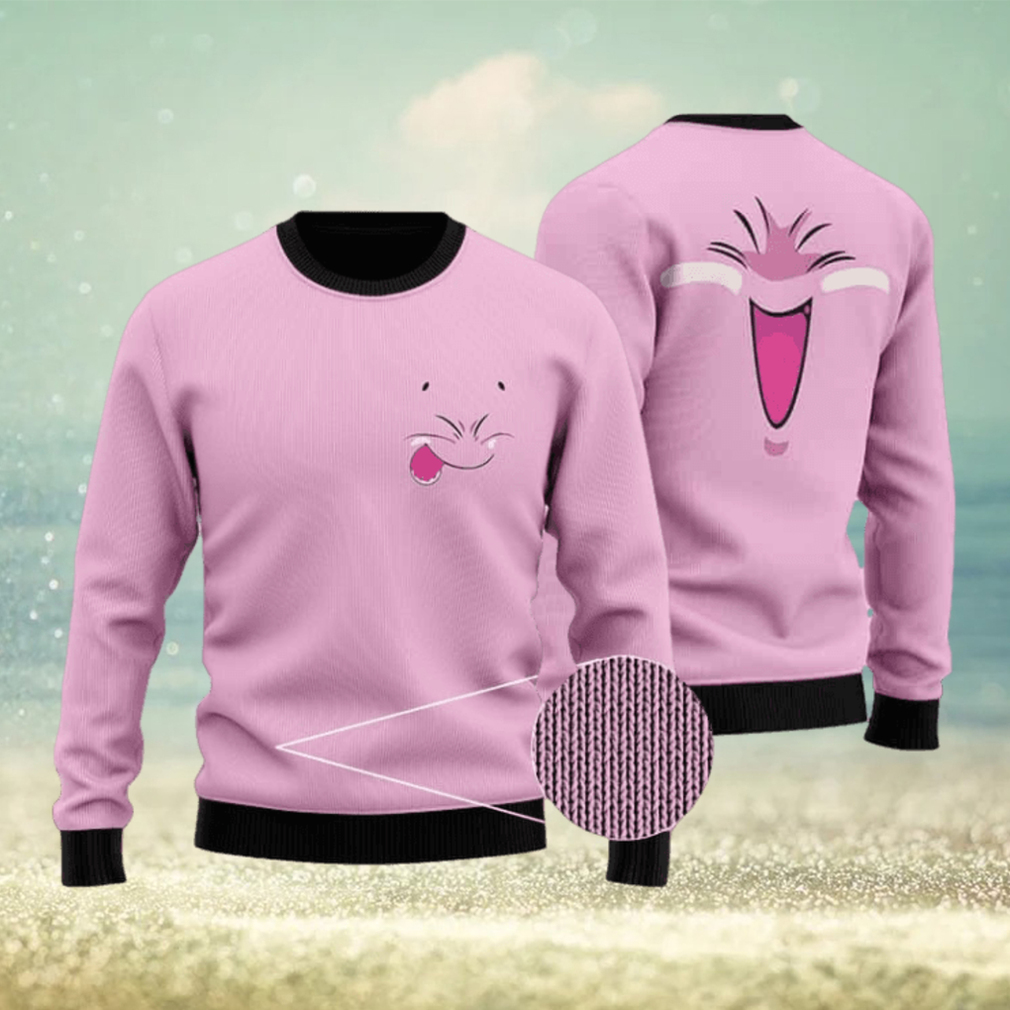 Dragon Ball Z Happy Majin Buu Face Pink Ugly Sweater Dragon Ball Z Happy Majin Buu Face Pink Ugly Sweater