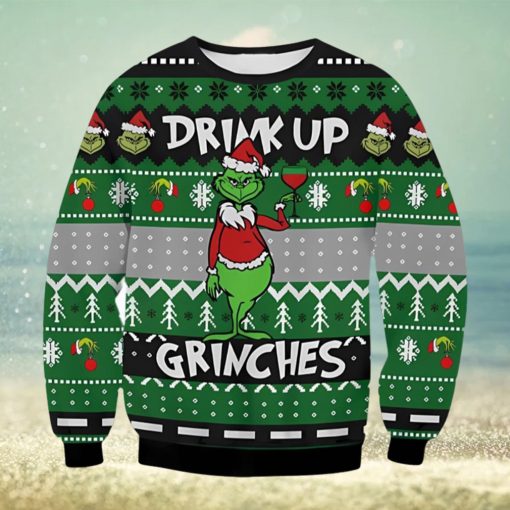 Drink Up Grinch Ugly Christmas Sweater Xmas 3D Printed Christmas Sweater Gift