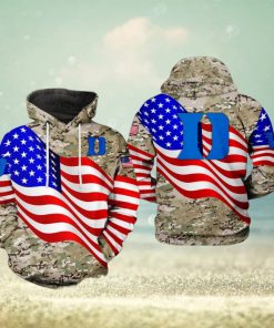 Duke Blue Devils NCAA US Flag Camo Veteran 3D Printed Hoodie