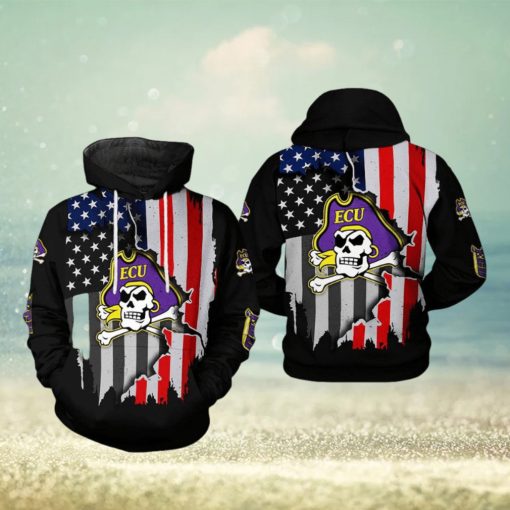 East Carolina Pirates NCAA US Flag 3D Printed Hoodie