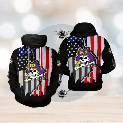 East Carolina Pirates NCAA US Flag 3D Printed Hoodie