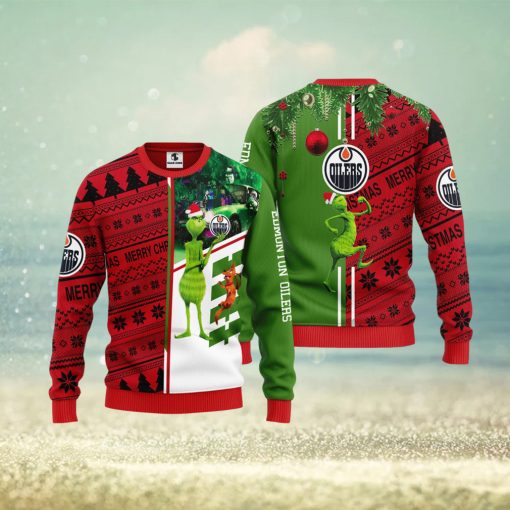 Edmonton Oilers Grinch & Scooby doo Christmas Ugly Sweaters