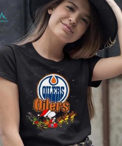 Edmonton Oilers NHL Santa Snoopy and Woodstock Christmas T Shirt, hoodie, sweater, long sleeve and tank top Edmonton Oilers NHL Santa Snoopy and Woodstock Christmas T Shirt