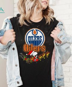 Edmonton Oilers NHL Santa Snoopy and Woodstock Christmas T Shirt, hoodie, sweater, long sleeve and tank top Edmonton Oilers NHL Santa Snoopy and Woodstock Christmas T Shirt