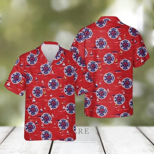 El Paso Fire Department Short Sleeve Aloha Red Hawaiian Shirt