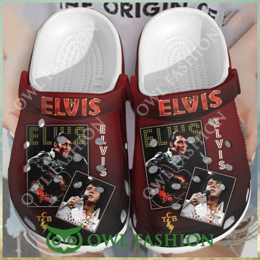 Elvis Presley Images Dark Red Crocs