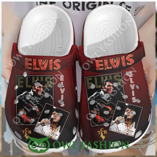 Elvis Presley Images Dark Red Crocs