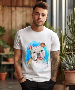 English Bulldog pet portrait watercolor painting T Shirt