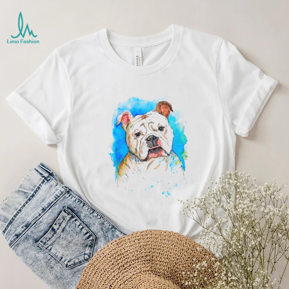 English Bulldog pet portrait watercolor painting T Shirt English Bulldog pet portrait watercolor painting T Shirt