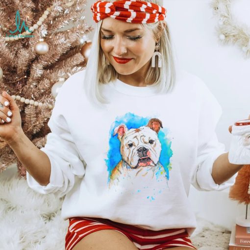 English Bulldog pet portrait watercolor painting T Shirt