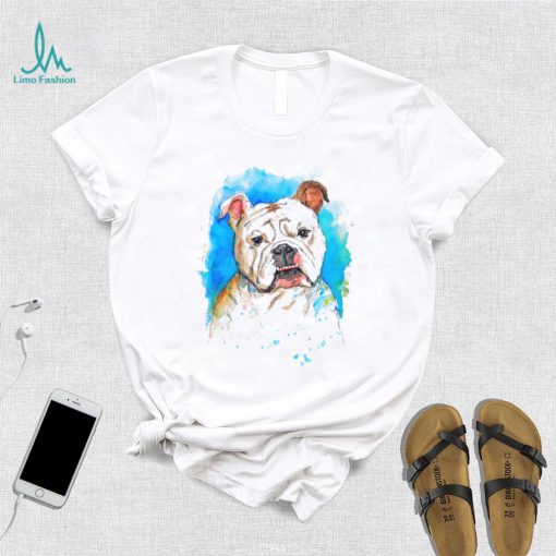 English Bulldog pet portrait watercolor painting T Shirt