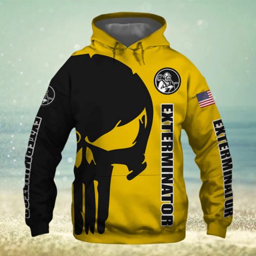Exterminator Punisher Skull US Flag Black Yellow 3D Printed Hoodie