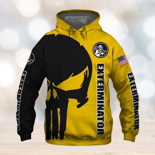 Exterminator Punisher Skull US Flag Black Yellow 3D Printed Hoodie