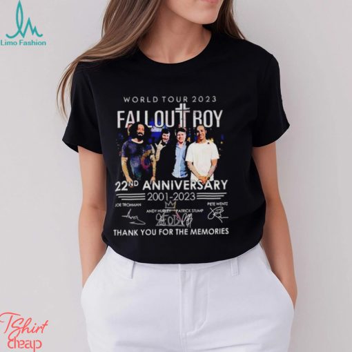 Fall Out Boy World Tour 2023 22Nd Anniversary 2001 Signature Band T Shirt