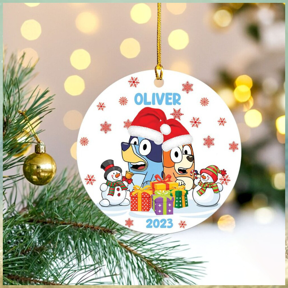 Family Bluey Christmas Ceramic Ornament 2023, Gift For Family Christmas Family Bluey Christmas Ceramic Ornament 2023, Gift For Family Christmas