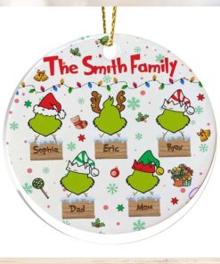 Family Grinch Christmas Ornament, Custom Family Ornament