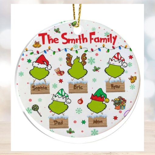 Family Grinch Christmas Ornament, Custom Family Ornament