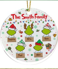 Family Grinch Christmas Ornament, Custom Family Ornament