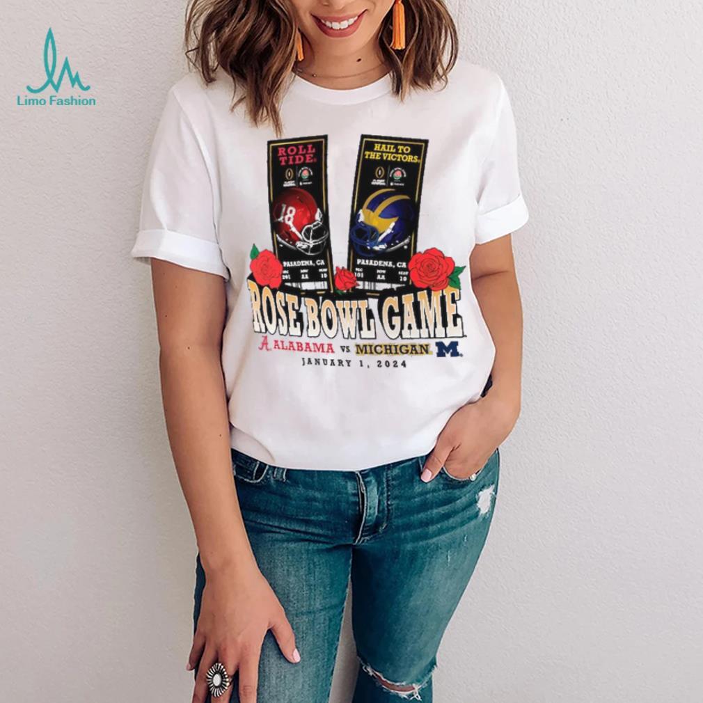 Fanatics Branded Michigan Wolverines vs. Alabama Crimson Tide College Football Playoff 2024 Rose Bowl Matchup Unmatched Excellence T Shirt Fanatics Branded Michigan Wolverines vs. Alabama Crimson Tide College Football Playoff 2024 Rose Bowl Matchup Unmatched Excellence T Shirt