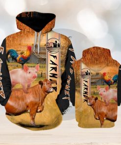 Farmer Animal Orange Amazing 3d All Over Print Hoodie