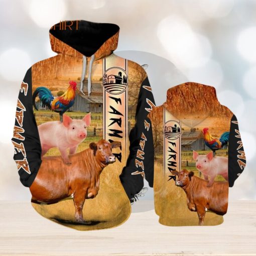 Farmer Animal Orange Amazing 3d All Over Print Hoodie