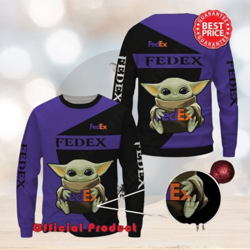 Fedex Baby Yoda With Logo Ugly Christmas Sweater