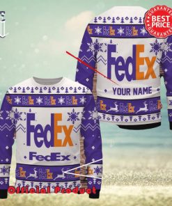 Fedex Custom Name White Design Logo Snowflake Ugly Christmas Sweater
