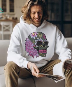 Floral Sugar Skull Dead Day Purple Flowers Gothic Skeleton T Shirt