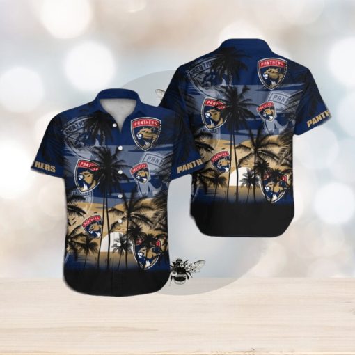 Florida Panthers Short Sleeve Button Up Tropical Shirt Hawaiian Shirt