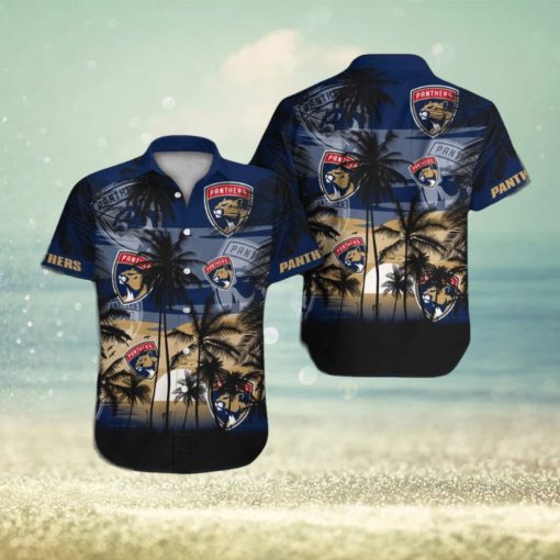 Florida Panthers Short Sleeve Button Up Tropical Shirt Hawaiian Shirt