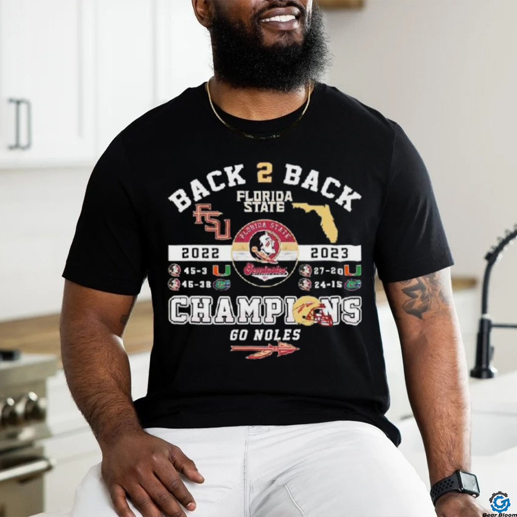 Florida State Back 2 Back 2023 Champions Go Noles T Shirt Florida State Back 2 Back 2023 Champions Go Noles T Shirt