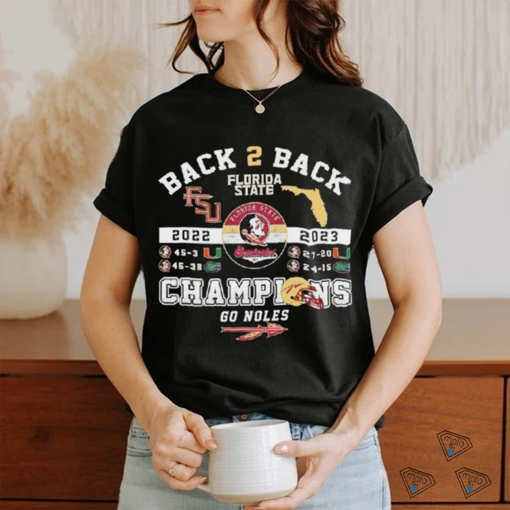 Florida State Back 2 Back 2023 Champions Go Noles T Shirt Florida State Back 2 Back 2023 Champions Go Noles T Shirt