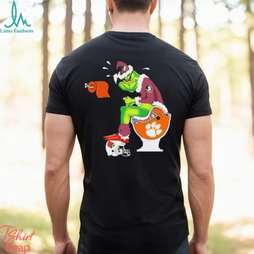 Florida State Seminoles Grinch Santa Clemson Tigers Toilet Christmas T Shirt