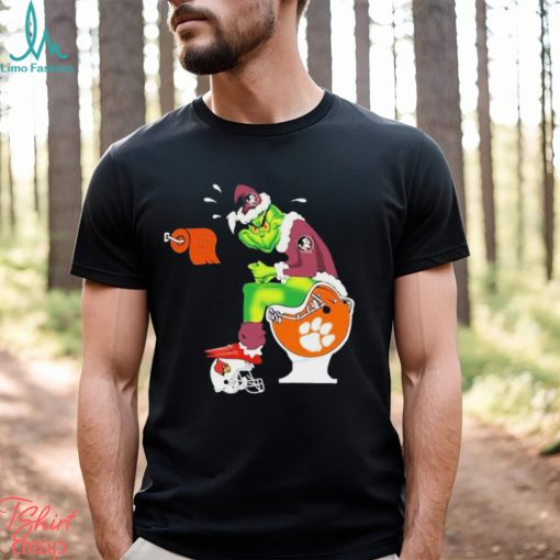 Florida State Seminoles Grinch Santa Clemson Tigers Toilet Christmas T Shirt