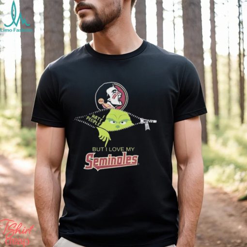 Florida State Seminoles Grinch Zipper I Hate People But I Love My Florida State Seminoles Christmas 2023 Tee Shirt