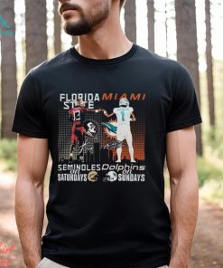 Florida State Seminoles On Saturdays Miami Dolphins On Sundays Signatures T Shirt, hoodie, sweater, long sleeve and tank top Florida State Seminoles On Saturdays Miami Dolphins On Sundays Signatures T Shirt